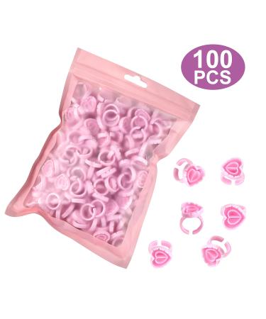 Infilila Disposable Glue Rings for Eyelash Extensions - 100PCS Lovely Heart Shape Glue Cups in Pink | Lash Fan Blossom Supplies - Buy Online on GoSupps.com