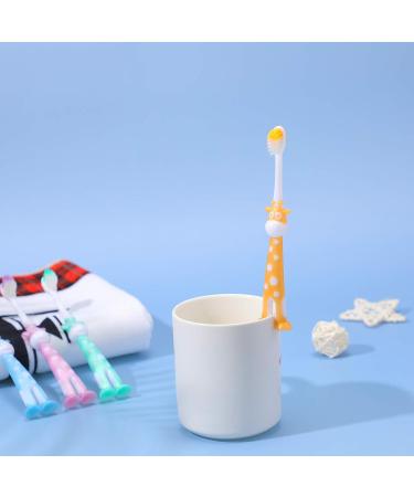 Kids Deer Design Extra Soft Toothbrush Set | Pack of 8 | Boys & Girls 2-8 Years | Suction Cup | 4 Colors - Buy Online on GoSupps.com