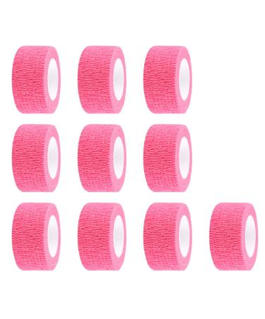 ESUPPORT 1 Inches X 5 Yards Self Adherent Cohesive Wrap Bandages Adhesive Wounds Strong Elastic First Aid Tape for Sport Wrist Ankle 10 Count Pink