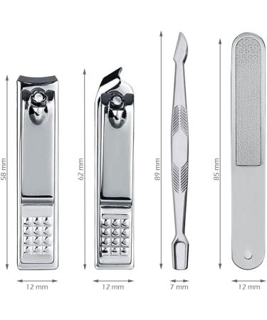 Econtal Nail Clippers Set of 4 Small Slanted with Nail File Cuticle Remover Pusher & Clippers Pliers | Best Quality Manicure Tools for Perfect Nails - Buy Online on GoSupps.com