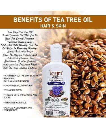 ican london 100% pure & unrefined flaxseed oil 100ml - Buy Online on GoSupps.com