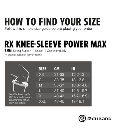 Rehband 7mm Power Max Knee Compression Sleeve - Neoprene Support for Bodybuilding & Powerlifting - Carbon/Black Large Pair - Buy Online on GoSupps.com