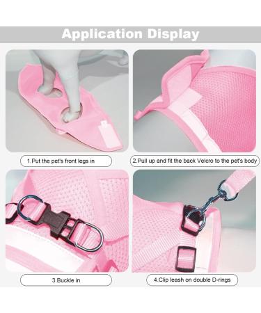 Meioro Adjustable Dog Harness with Leash - Soft Padded Reflective Vest for Small to Medium Dogs & Cats - Pink (S: 30-34cm) - Buy Online on GoSupps.com