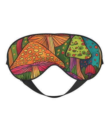 Mushroom Painting Sleep Mask for Women Men Mushroom Soft Adjustable Blackout Eye Covers for Sleeping Airplane Travel Mushroom Painting 1 Count (Pack of 1)