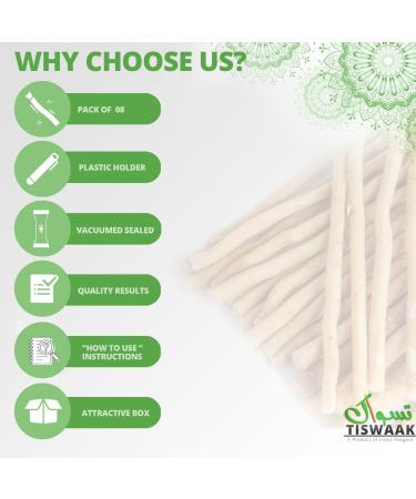 Natural Miswak Stick Teeth Whitening Kit - Pack of 8 Herbal Toothbrush Sticks for Healthy Gums & Fresh Breath - Vacuum Sealed with Holder - Muslim Flavored || 8 Count - Buy Online on GoSupps.com
