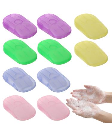 10 boxes one-way paper soap yutou soap paper soap leaves disposable soap paper sheep paper leaves portable mini soap leaves 5 colors paper soap with plastic box
