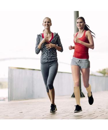 Compression Stockings for Men & Women - 15-20mmHg Knee Socks for Running Travel & Pregnancy - 4 Pairs L-XL Beige - Buy Online on GoSupps.com