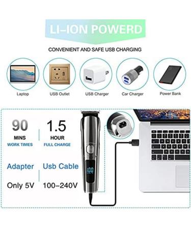 FYOBOT Men's Beard Trimmer Cordless Hair Clipper Waterproof Body Nose Ear Cutting Shaver USB Rechargeable LED Display - Buy Online on GoSupps.com