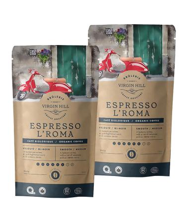Virgin Hill Coffee - Organic Espresso L'Roma - Smooth Intensity & Medium Roast - High-Grade Arabica Coffee Whole Bean 340 g (Pack of 2) Whole Bean 340 g (Pack of 2)