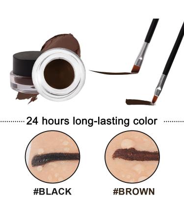 Erinde Black Brown Gel Eyeliner Set with 2 Eye Makeup Brushes | Waterproof, High Pigmented, Long Lasting Smudge-Proof Cream Gel Eyeliner | Makeup Gift Kit - Buy Online on GoSupps.com