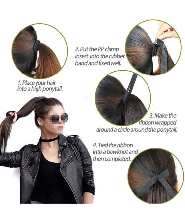 75cm Long Synthetic Ponytail Wig - Heat-Resistant Clip-In Hair Extensions for Women - Black/Brown - Buy Online on GoSupps.com