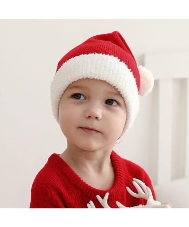 KONVINIT Baby Santa Hat - Knitted Toddler Christmas Hat - Red Soft & Warm Santa Hat for Boy/Girl 0-12 Months - Buy Online on GoSupps.com