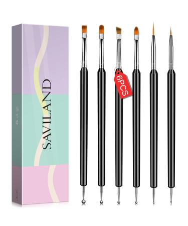 Saviland Nail Art Brushes Set - 6pcs Double-End Nail Art Brushes Kit Professional Nail Art Tools Kit with Painting Dotting Line Pen for Gel Polish Nail Design Nail Carving French Nails A-6 Pieces Nail Art Brushes - Buy Online on GoSupps.com