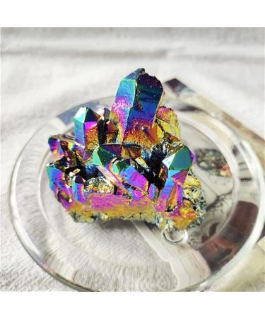 Natural Crystal Rough Home Natural Angel Halo Crystal Cluster Plating Titanium Coated Quartz Cluster Ore (Size : 230g-280g)