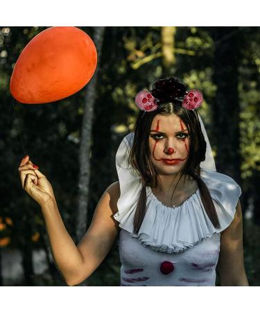 IYOU Halloween Skull Headbands Flower Black Veil Hair Band Bloody Print Cosplay Dress Up Carnival Hair Hoop Accessories for Women and Girls - Buy Online on GoSupps.com