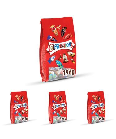 CELEBRATIONS - Assortiment de Chocolats au Lait Partager - SNICKERS TWIX MARS MALTESERS BOUNTY et autres - Format Ballotin Offrir - 196g (Lot de 4)