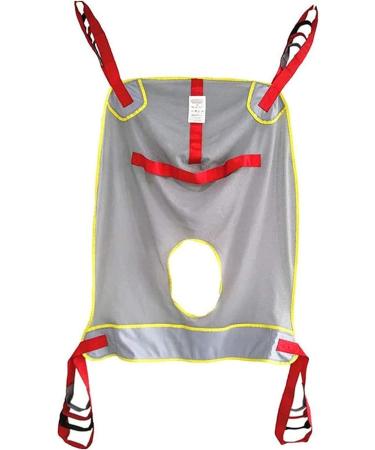 Patient Lift Toileting Sling Large Mesh Sling for Shower Home Use Electric Transfer Belt with Head Support and Commode Opening Handicap Commode Full Body Sling 0620