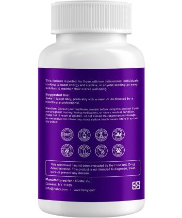 Hievy Iron Supplement Ferrous Sulfate 325mg with Vitamin C, 240 Vegan Tablets (8 Month Supply) - 65mg Elemental Iron - Non-GMO, Vegan - Made in USA 240 Count (Pack of 1) - Buy Online on GoSupps.com