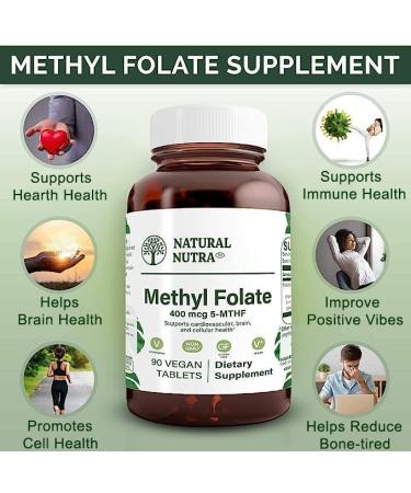 Natural Nutra Methyl Folate Supplement - Quatre Folic Support for Body Health - 90 Vegan Tablets - Buy Online on GoSupps.com