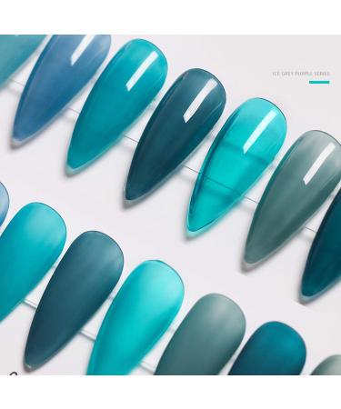 Major Dijit Jelly Gel Nail Polish Set - 9 Colors Navy Blue Cyan Deep Blue Translucent Crystal Kit - Soak Off UV LED Gel Nail for Salon & Home DIY - Buy Online on GoSupps.com