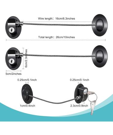 3Pcs Strong Adhesive Fridge Lock with Keys Internal Multi Strand Steel Winding Safety Freezer Locks Set for Child and Baby Security for Refrigerator Kitchen Cabinet Drawer Cupboard Door Cabinets and Window (Black Oval) Black Oval - Buy Online on GoSupps.com
