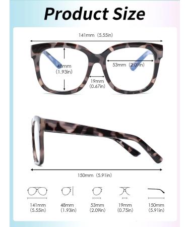 JIM HALO Blue Light Blocking Glasses for Women - Oversized Square Computer Glasses with Metal CP Temples in Gray Tortoise - Stylish Eye Protection for Work & Play - Buy Online on GoSupps.com