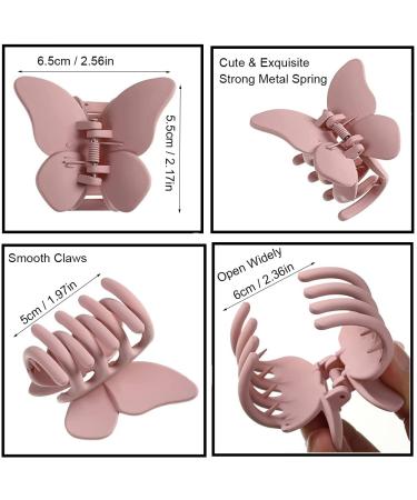5pcs Large Butterfly Hair Clips for Women - Non-Slip Strong Hold Matte Claw Clips - Perfect Christmas Gifts - Pink Purple - Buy Online on GoSupps.com