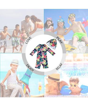 UPF 50+ Dark Blue Baby Girl One Piece Swimwear with Sun Hat | Toddler Swimsuit 12-18 Months - Buy Online on GoSupps.com