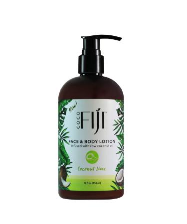 Coco Fiji Face & Body Lotion Infused With Coconut Oil | Lotion for Dry Skin | Moisturizer Face Cream & Massage Lotion for Women & Men |Coconut Lime 12 oz  Pack of 1 CoconutLime 12 Fl Oz (Pack of 1)