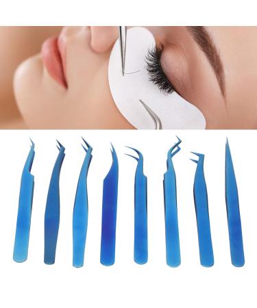 Premium 8-Part Steel Eyelash Extension Tweezers Set - Precision Fine Pointed Tools for Professionals - Buy Online on GoSupps.com