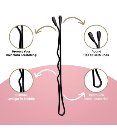Enselling Hair Grips Pack of 50-5.5cm - Crimped Blonde Bobby Pins for Women Girls and Hairdressing Salons -Perfect for Thick Thin & Curly Hair Styling (Black) - Buy Online on GoSupps.com