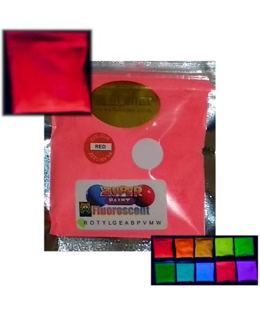 ZUPERPAINT Fluorescent Ultraviolet Neon UV Blacklight Glitter Powder - Choose from 10 Colors - Red 25g