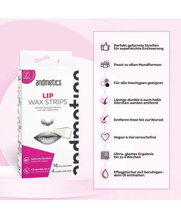 Andmetics Upper Lip Wax Strips for Women | Quick & Easy Hair Removal | Perfect for Smooth Clean Skin - Buy Online on GoSupps.com