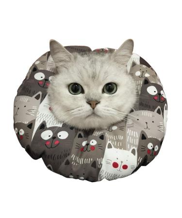 Mayumay adjustable cat collar waterproof elisabethan necker skeleton after the operation wound healing protection soft border for pets/kittens/cats/small dogs (m) gray M