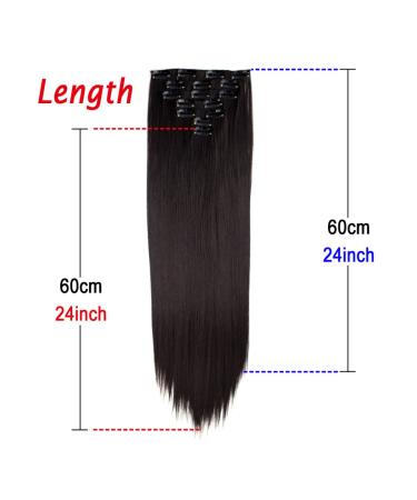 Jet Black Hair Extensions - 24/60cm, 130g, 7pcs Set - Long Straight Synthetic Clip Ins for Women - Buy Online on GoSupps.com