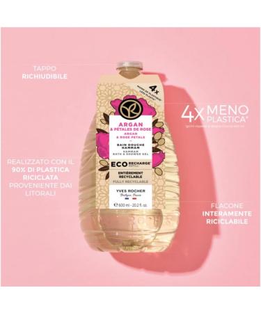 Eco Refill Bath Shower Hammam - Argan & Rose Petals 600 ml Yves Rocher - Buy Online on GoSupps.com