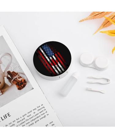 American Canadian Flag Round Case For Contact Lens Kit Storage Box with Mirror Printed - Buy Online on GoSupps.com