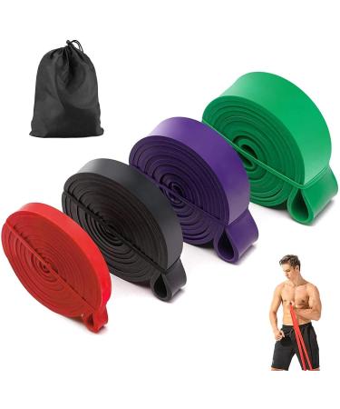 Resistance Band Pull Up Assist Band - Premium Latex Durable Workout Exercise Loop Band Stretch Training Fitness Band for Men Women Home Gym Powerlifting Yoga Red+Green+Black+Purple