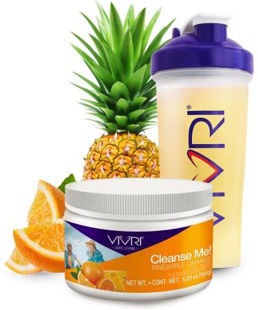 VIVRI Cleanse Me! Pineapple-Orange Flavor - 30 Servings with Aloe Vera, Nopal Fiber, Prebiotics - 3g Fiber - Pack of 1 - Buy Online on GoSupps.com