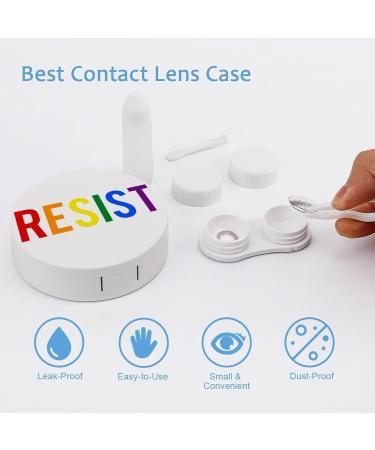 Resist LGBT Pride Round Case For Contact Lens Kit Storage Box with Mirror Printed - Buy Online on GoSupps.com