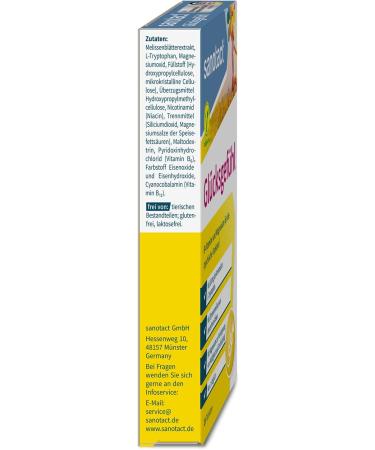 sanotact Feeling of Happiness 20 tablets Natural mood lightener high dose Vitamin tablets with lemon balm vitamin B complex Ltryptophan and magnesium B vitamins - Buy Online on GoSupps.com