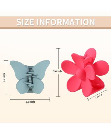 6PCS Butterfly Flower Hair Claw Clips for Women - Cute Medium Hair Accessories for Thin Thick Curly Hair - Matte Nonslip Strong Hold Jaw Clamps - 2 Styles, Multi-Colored - Buy Online on GoSupps.com