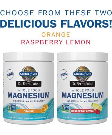 Garden of Life Dr. Formulated Magnesium Powder - Orange Flavor, 14.8 oz (419.5 g) - Natural Muscle Relaxation & Energy Support - Buy Online on GoSupps.com