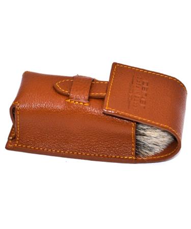 Parker Safety Razor Genuine Leather Travel Shaving Brush Case - Saddle Brown | Premium Shaving Accessories for Men - Buy Online on GoSupps.com