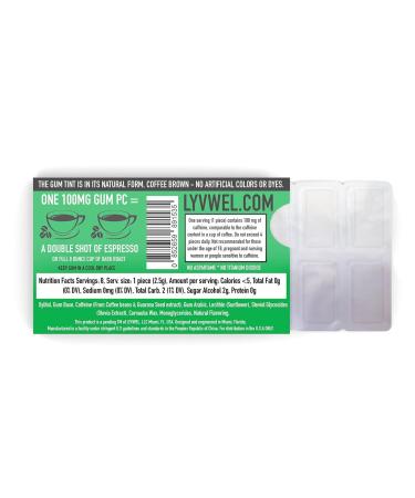 LyvWel Energy Gum - 100mg Caffeine | All Natural Sugar-Free Pre-Workout Boost (Mint) - 3 Pack Energy Supplement - Buy Online on GoSupps.com