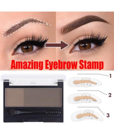 DNM Adjustable Perfect Eyebrow Stamp & 3D Powder Set - Waterproof Brow Stamper Kit with Brush - Light & Dark Coffee Shades - Buy Online on GoSupps.com