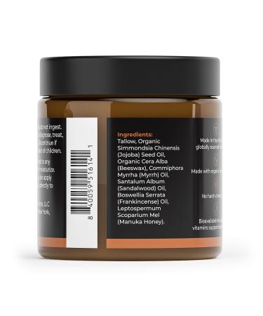 Healing Solutions - Whipped Tallow Balm Frankincense Myrrh & Sandalwood Scent Grass Fed/Grass Finished Beef Tallow w/Organic Jojoba & Manuka Honey for Skin Face & Body All Natural Moisturizer Timeless 3 Ounce (Pack of 1) - Buy Online on GoSupps.com