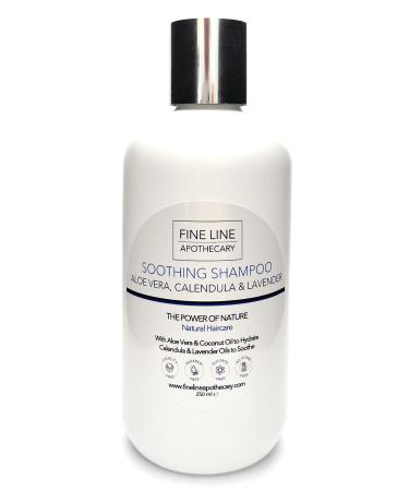 99% Natural SOOTHING SHAMPOO - ALOE VERA CALENDULA & LAVENDER - 250 ml - by Fine Line Apothecary. Sulfate Free Paraben Free. Concentrated. pH Balanced Gentle Suitable for Sensitive Skin