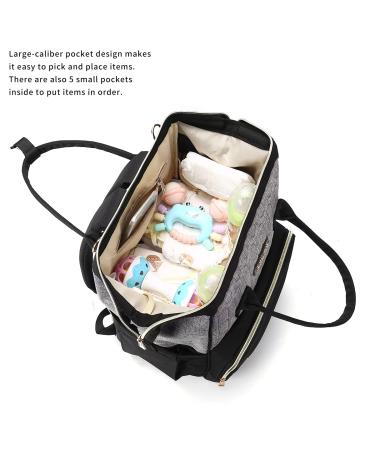 Waterproof Floral Diaper Bag Backpack for Moms and Dads - Black Grey - Buy Online on GoSupps.com