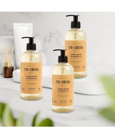 Fer Cheval Marseille Liquid Soap Unscented Fragrance-Free Savon De Marseille Soap Hypoallergenic Luxury French Liquid Soap 16.9 Fl oz (3 Pack) - Buy Online on GoSupps.com